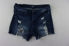 Scoop Blue Distressed Denim Jean Shorts Womens sz 6 fringe waist 31" inseam 3"