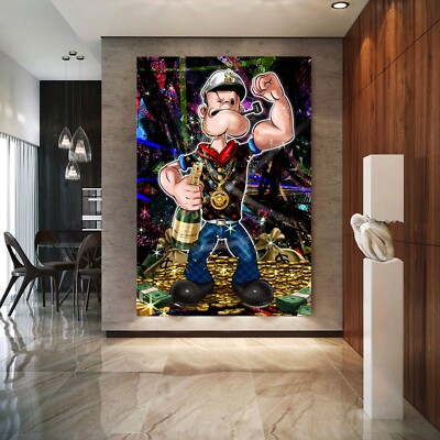  WANDBILD LUXUS POPEYE POP ART , KUNST MARKE LV ACRYLGLAS, LEINWAND, POSTER DEKO