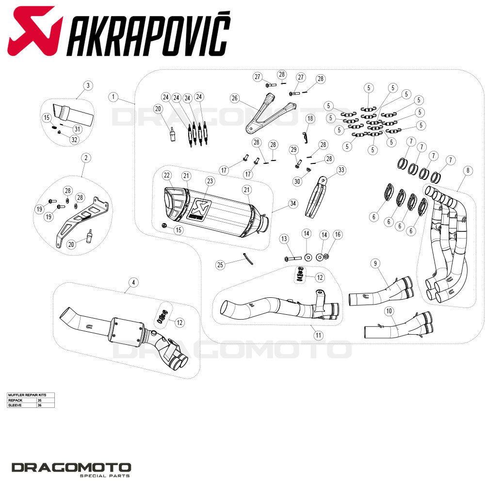 KAWASAKI ZX-10 R 2021-2025 Full exhaust AKRAPOVIC Carbon RC