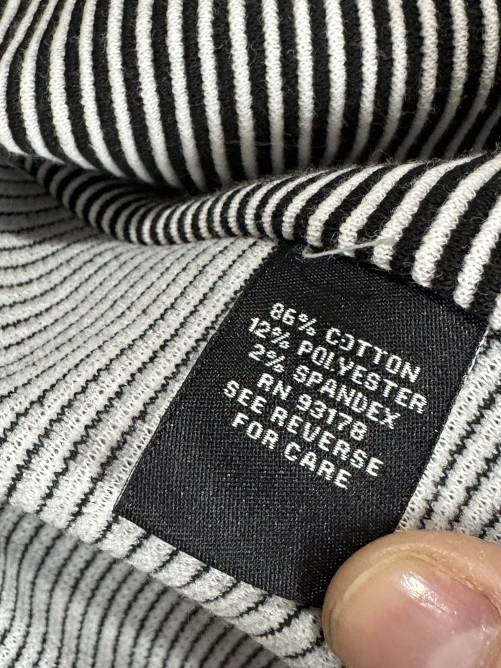 J214 - Blazer abierto a rayas blanco y negro local para mujer - Talla mediana Foto 4 de 4