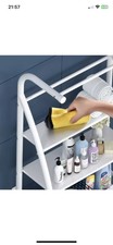 SCAFFALE BAGNO SOPRA LAVATRICE 155X65X25 3 RIPIANI MOBILE SALVASPAZIO BIANCO