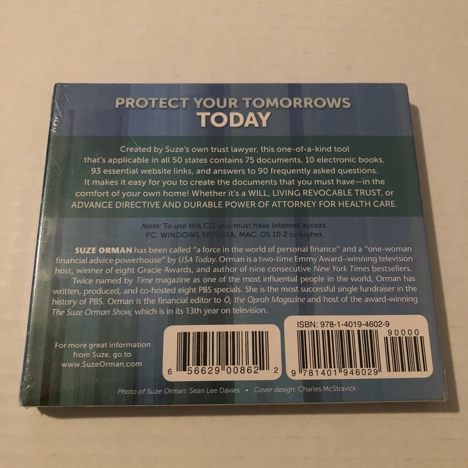 New! Suze Orman PROTECT YOUR TOMORROWS TODAY CD-ROM Win/Mac - Image 2 of 2