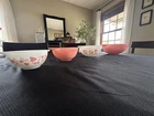 Vintage Pyrex Cinderella Bowl Set.  Immaculate Condition Pink And White.