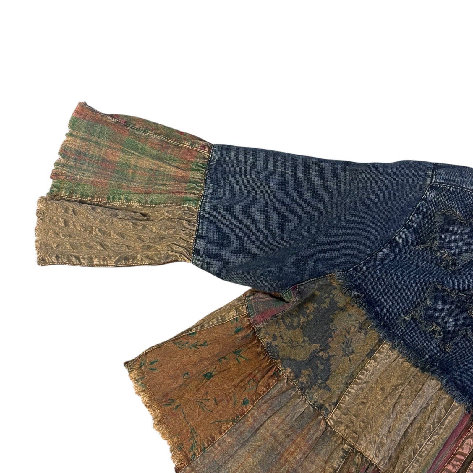 Young Threads Ruffle Patchwork Boho Denim Cardiga… - image 5