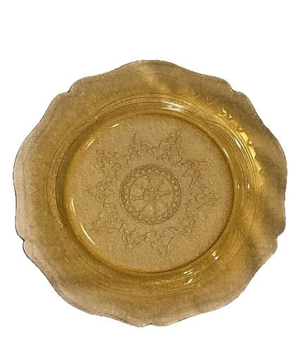 1930’s Federal Glass, Patrician Spoke Pattern Amber Yellow 11" Plate/Platter