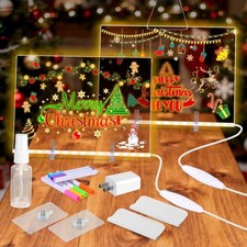 2 Pack Acrylic Led Drawing Board with 7 Colors,Note Board with Colors,13.7"X1...