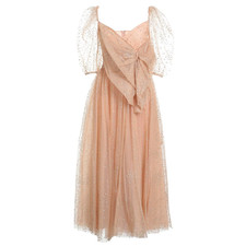 RED Valentino Glitter Tulle Midi Dress Size 44 NWT Appliqué 3/4 Sleeve