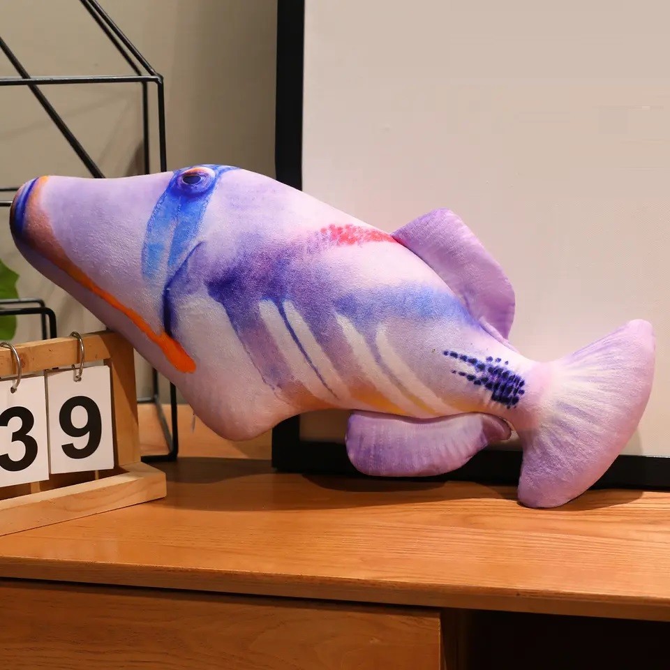 Triggerfish Sea Fish Print Pillow 12
