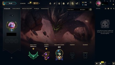 (NA) Emerald 4 Smurf Acct Season 16 (Aged & Hand-leveled)