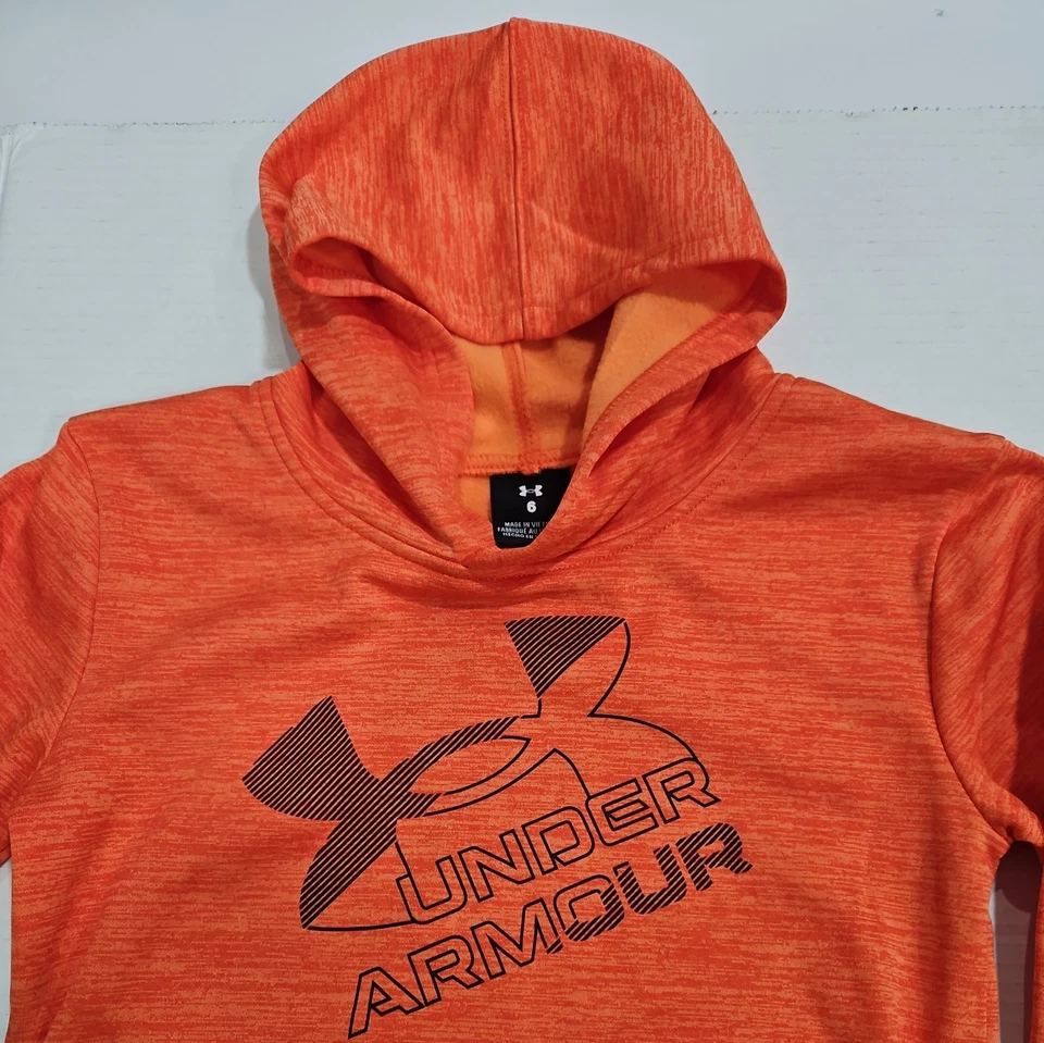 Sudadera con capucha naranja Under Armour para niños con mangas largas talla 6 Foto 4 de 4