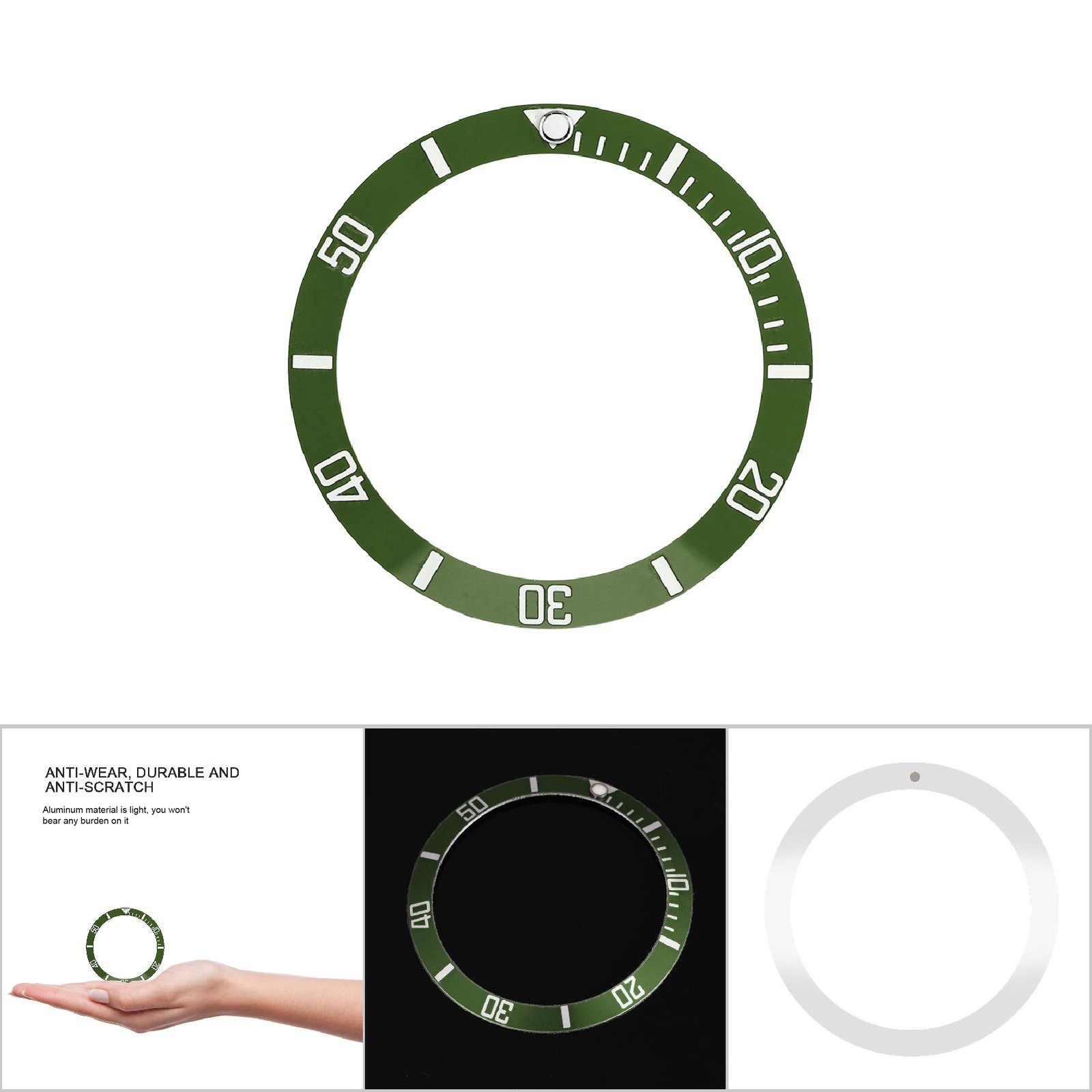 Green Watch Wristwatch Aluminum Material Loop Bezel Insert Ring Replacement Blw