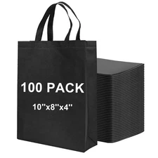 100 Pcs Non Woven Bags Bulk,10x8x4 Inch Reusable Tote Bag with Handles, Porta...