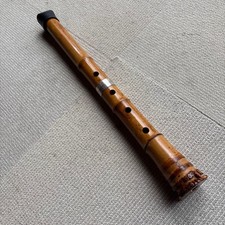 Japanese Shakuhachi 1.6 Shaku Taro Signed Bamboo Flute Silver Joint 48.5cm
