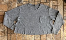 Wild Fable Waffle-Knit Pullover Sweater Gray Crew Neck Long Sleeve Pocket XL