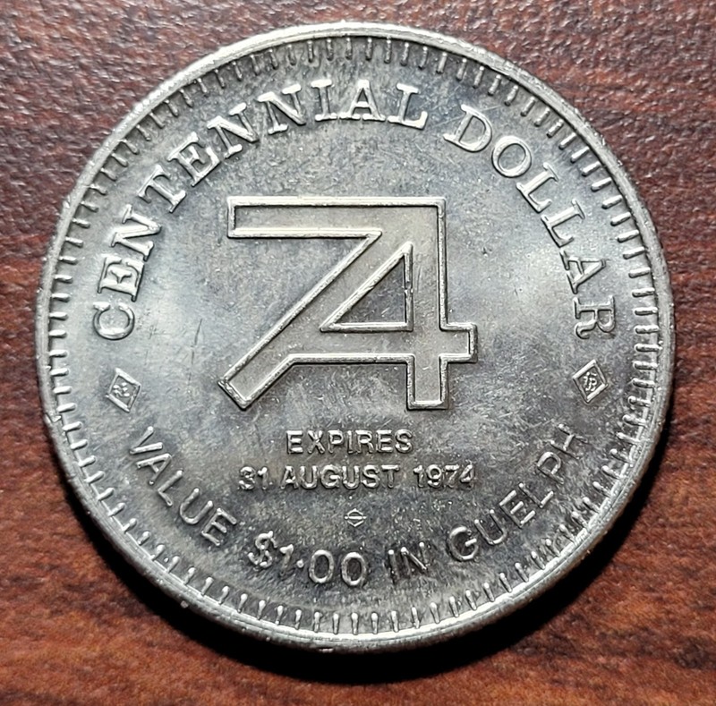 CANADA 1974 Trade Dollar Ontario College Centennial Good For $1 in Guelph