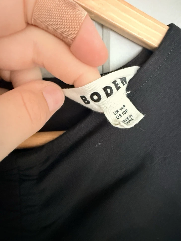 Boden Dress 10P Racer Jersey Midi Ruched Front Sleeveless Black Stretch - Image 3 of 4