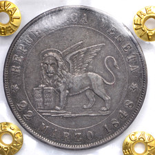 GOVERNO PROVVISORIO DI VENEZIA 5 Lire 1848 22 Marzo NC AG