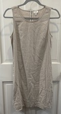 NWT J.CREW shift Dress beige Linen Blend women 2 Sleeveless Pockets CA406