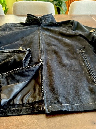 Matchless Soft Suede Leather Black MADE IN ITALY S/M Biker Retro - Belstaff Race - Picture 12 of 24