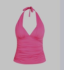 La Blanca Swimwear Top Women's Size 12 Tankini Halter Neck Pop Pink