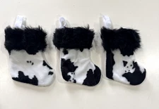 Lot 3 Cow Print Christmas Holiday Small Mini Stocking Ranch Farm Country 8" New