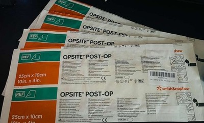 4 Pk Opsite Post Op Dressing Waterproof Adhesive Wound Cover Bandage 10 X 4 inch