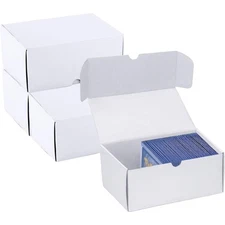 Trading Card Storage Box 4-Pack 100 Count White Corrugated Cardboard Top Loader