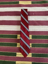 Brooks Brothers Makers Silk Tie Red Navy White Diagonal Stripe Classic USA