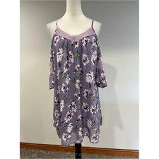 Lavender Floral Cold-Shoulder short sleeves loose fit mini Dress size medium