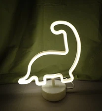 Dinosaur LED Neon Night Light White Nice Cond. (Approx. 11" t by 9" w) Pre-owned
