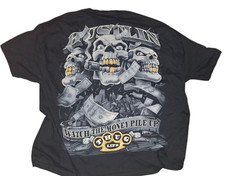 VTG  Liquid Blue Skull Thug Hustlin  Watch The Money Pile Up T Shirt Black 4XL