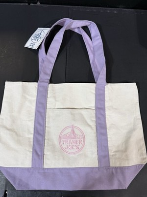 Trader Joe s Canvas Limited Release Tote Shopping Bag LARGE Lavender - NWT