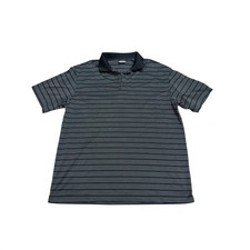 Nike Golf Mens XL Dri-FIT Polo Shirt Black Grey Striped Short Sleeve Performance