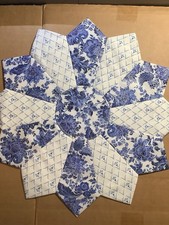 Handmade Quilted 18  Blue/White/Silver Floral Table Topper, Candle Mat, NEW