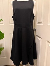 GAP Womens Size 12 True Black Fit & Flare Knit Dress Sleeveless Career Office 