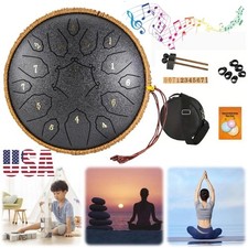 Steel Tongue Drum 15 Notes 12 Inch D-Key Panda Balmy Drum Percussion Instrument