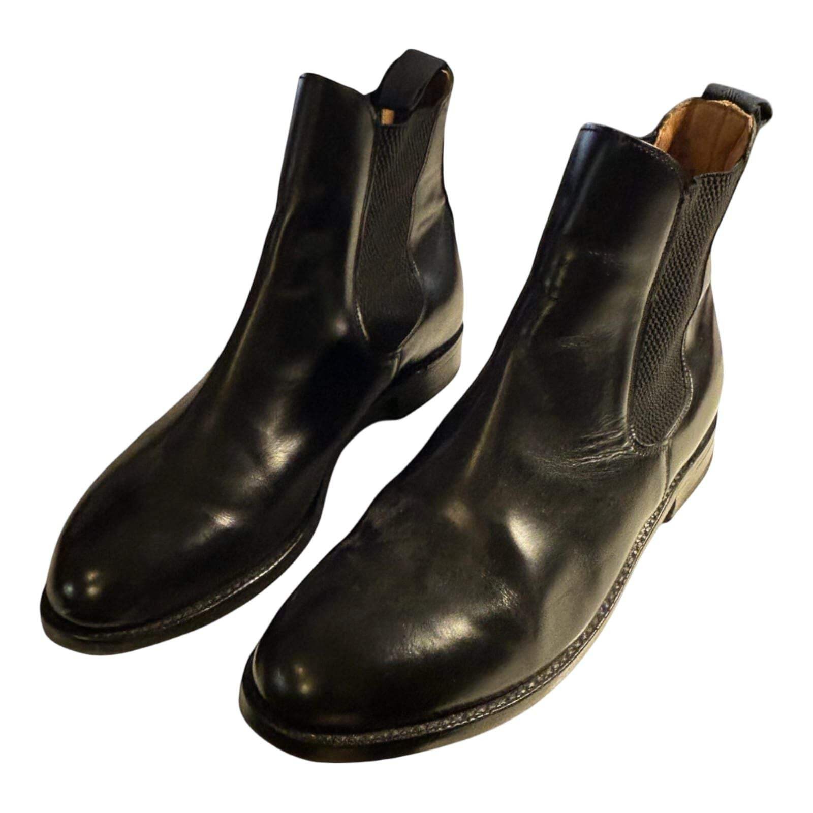 Sanders Chelsea Boots Schwarz Leder Goodyear Welted Herren Gr 42,5 UK 8,5