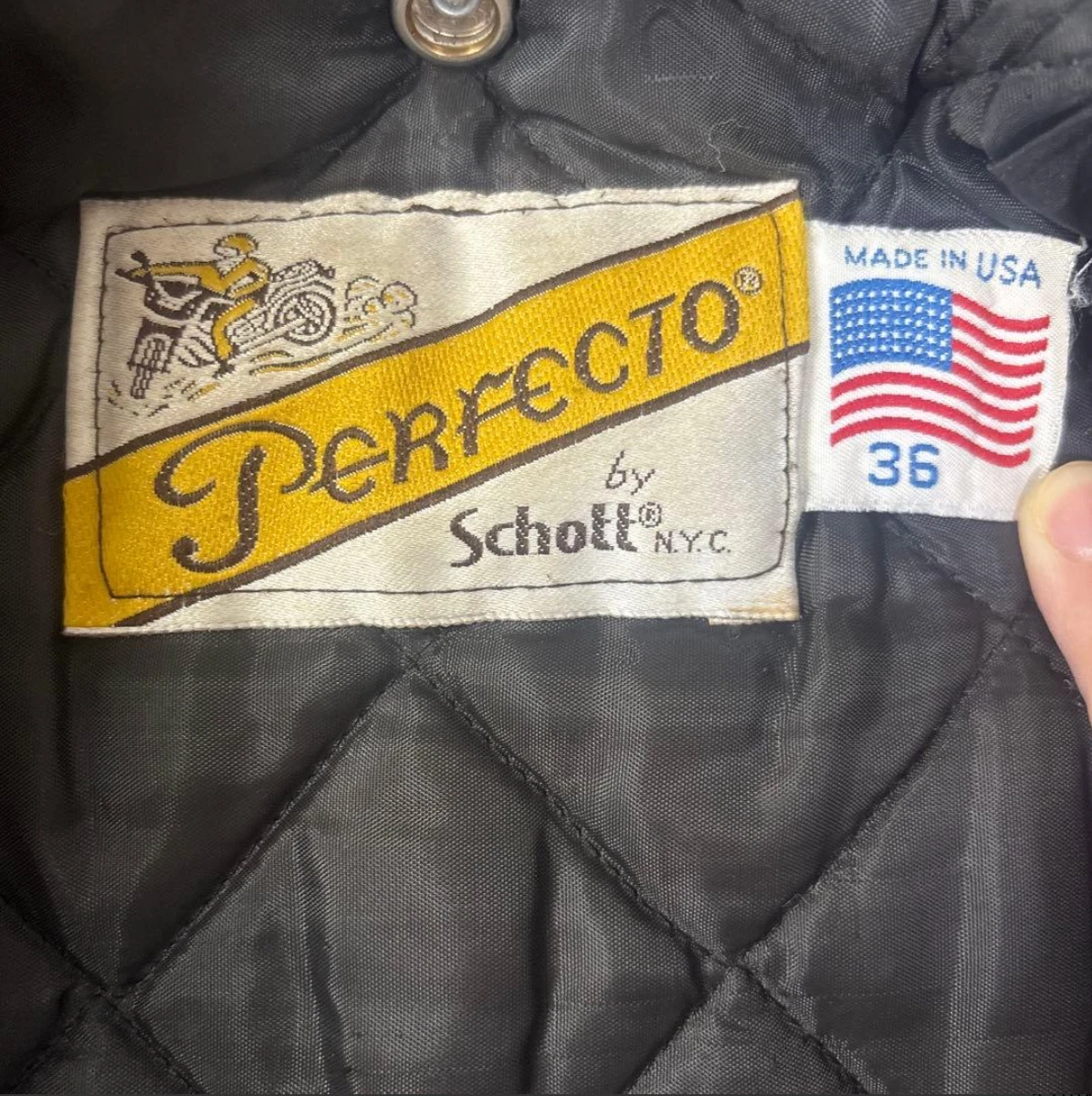 Chaqueta Doble Rider Schott Perfecto 618 Negra Hecha en EE. UU. Talla 36