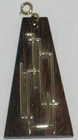 Vintage Brass MC Brutalist Geometric Design on Wooden Pendant Costume Jewelry