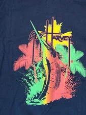 Guy Harvey Sailfish Marlin Swordfish Pocket T-Shirt Black Men's Size Small 
