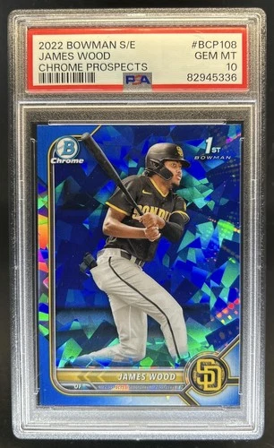 2022 Bowman Sapphire James Wood Chrome 1st Prospect #BCP-108 Padres PSA 10