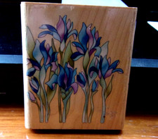 Challis Roos Iris Flowers Wood Mounted Rubber Stamp 8693