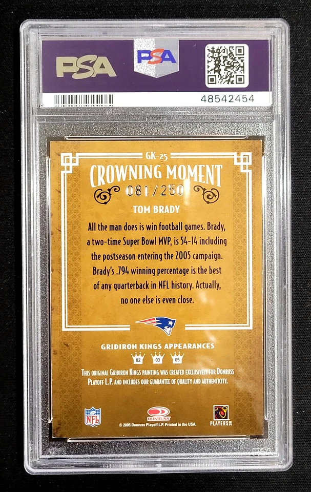 SILVER /250 2005 DONRUSS TOM BRADY GRIDIRON PSA 8.5 TRIPLE THREADS G4448 - Image 2 of 3