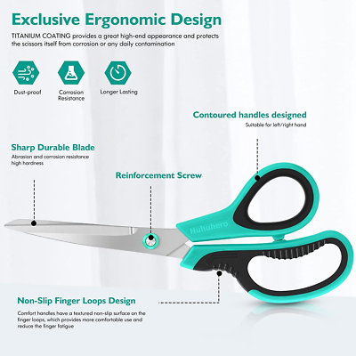 Huhuhero 3-Pack Titanium Scissors - 8.7" Heavy Duty All-Purpose Shears With Comfort Grip - View #10