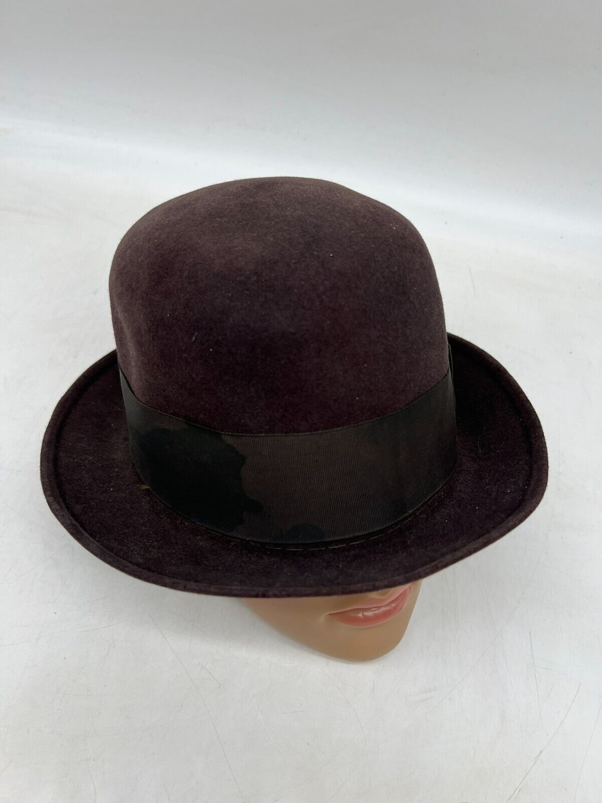Vintage Keens British Waterproof Bowler Hat Size 7 1/2 Brown Equestrian Show Hat