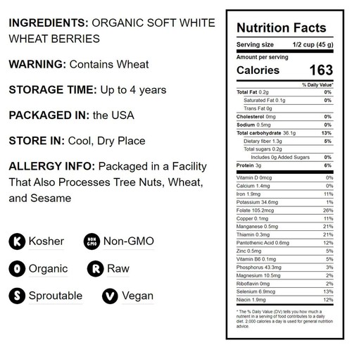 Organic Soft White Wheat Berries – Non-GMO Whole Grain Wheat for Milling - Picture 2 of 28