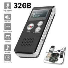 32GB Rechargeable LCD Digital Audio Sound Voice Recorder Dictaphone MP3 Player#