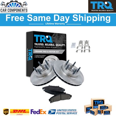 TRQ New Front Premium Posi Ceramic Brake Pad & Rotor For 1995-1997 Ford Mazda