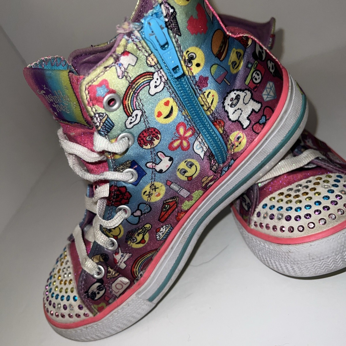 Skechers Twinkle Toes Emoji Sneakers Girls 4 Lights Up