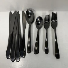 Cambridge Silversmiths Byrum Black Mirror Flatware (6Place Settings) +￼9Pc EUC
